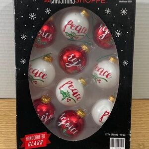 The Christmas Shoppe Glass Christmas Ornaments Handcrafted Rejoice Peace Glitter
